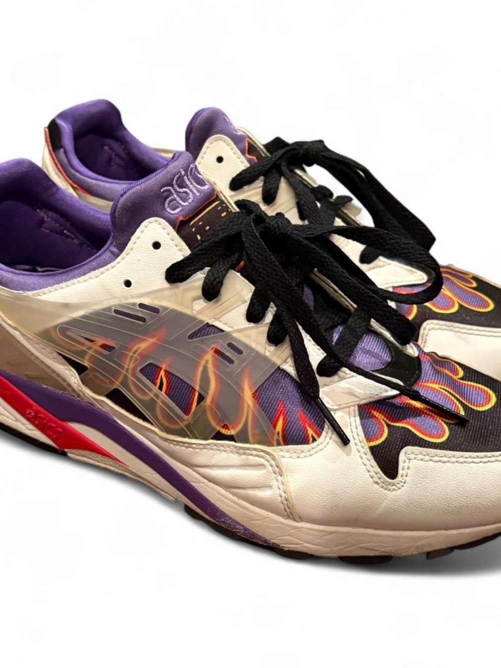 ASICS Men’s Low Top Lace Up Athletic Sneakers Leather Upper White/Purple/Black